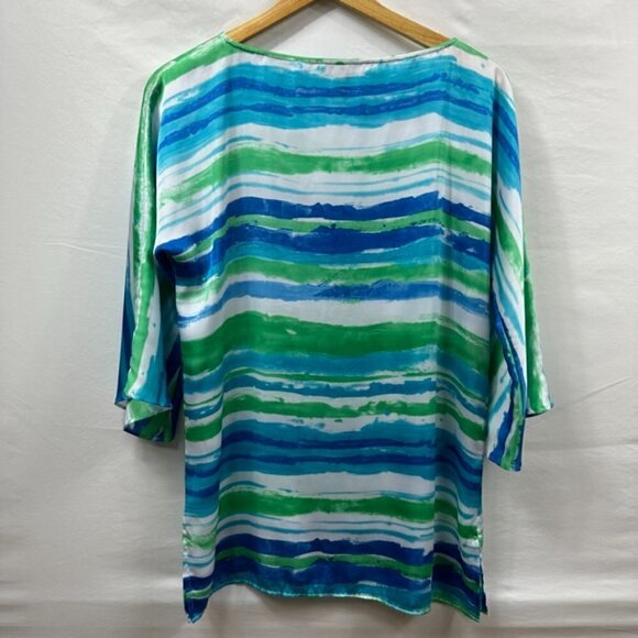 Ralph Lauren Blue Green Silk Tunic Long Sleeve Top, M - Picture 12 of 12
